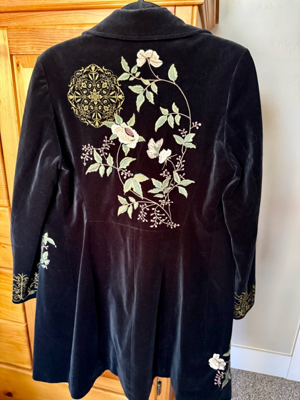 CAbi Black Jacket with Gold Printed Lining